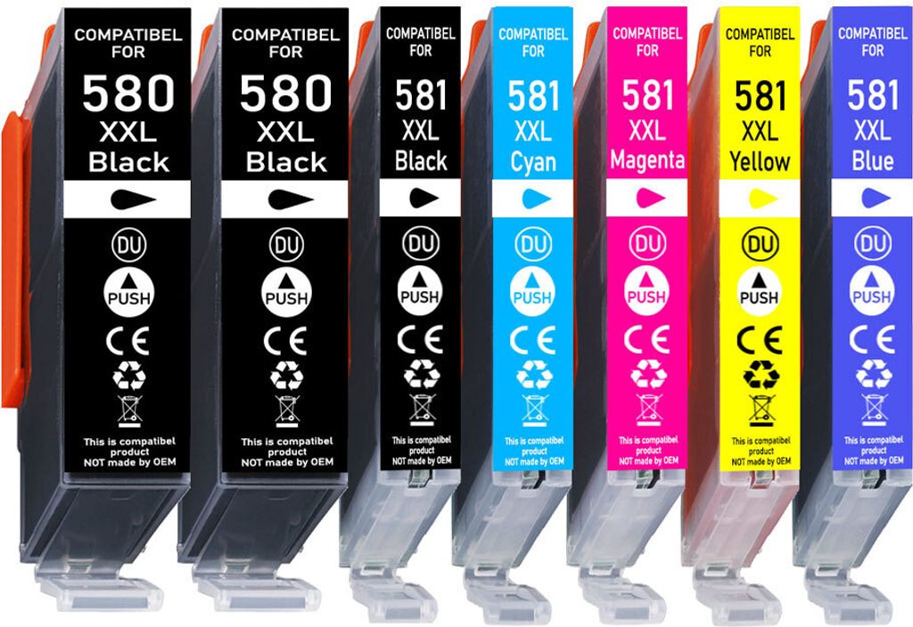 7er Pack Druckerpatronen 580 581 XXL kompatibel mit Canon TS8152