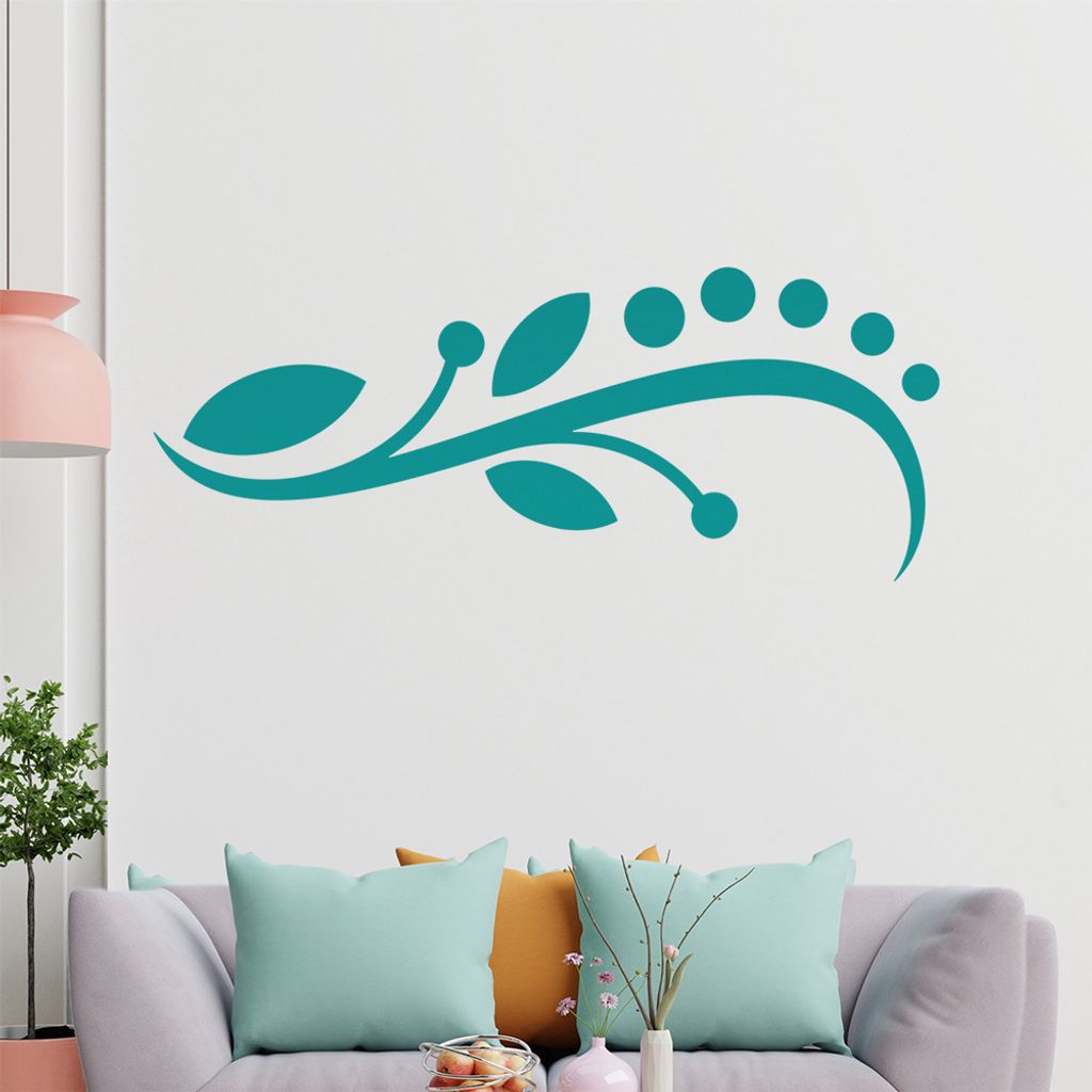 Blüte - Linien Punkte Wandtattoo in 6 Größen - Wandaufkleber Wall Sticker - Dekoration, Küche, Wohnzimmer, Schlafzimmer, Badezimmer