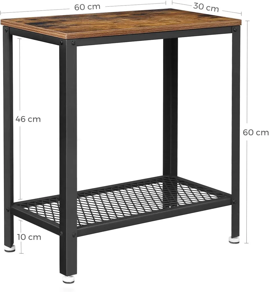 VASAGLE Table d'Appoint Industrielle LET41X avec Étagère en Métal - 3