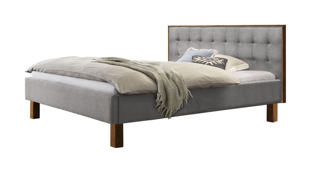 HASENA Polsterbett Noah 25 Wildeiche | Stoff grau 180x200