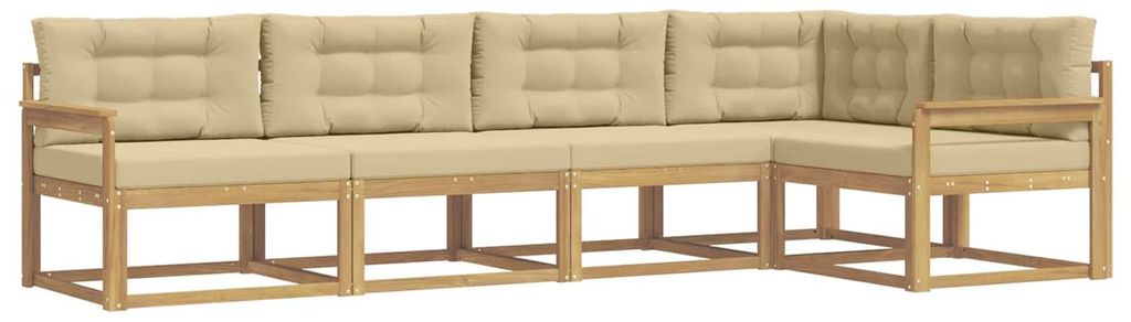 vidaXL Outdoor-Sofagarnitur mit Kissen 4 pcs Weiß und Beige Polyester