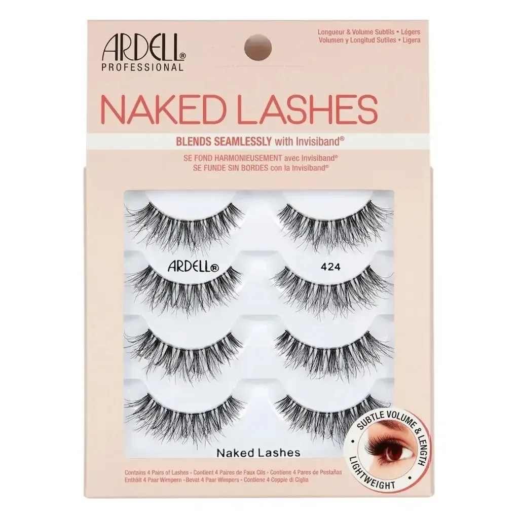 Faux-cils sur bande transparents Ardell Naked Lashes 424 pack de 4 noir