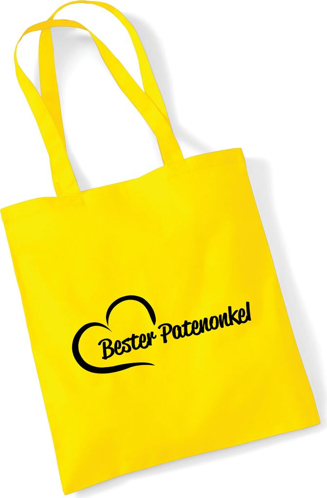 Huuraa Jutebeutel Bester Patenonkel Herz 10 Liter Yellow Baumwolle Tasche Geschenkidee