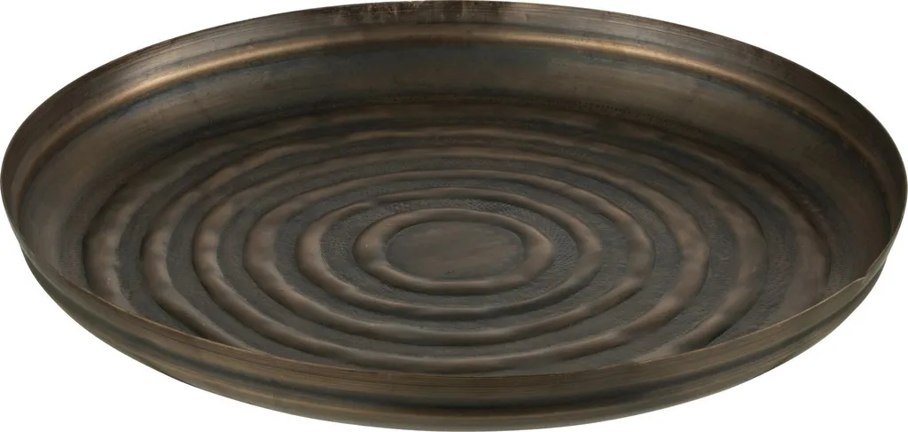 J-Line Plateau Rond Kla Fer Bronze S - Décoration Élégante 35cm