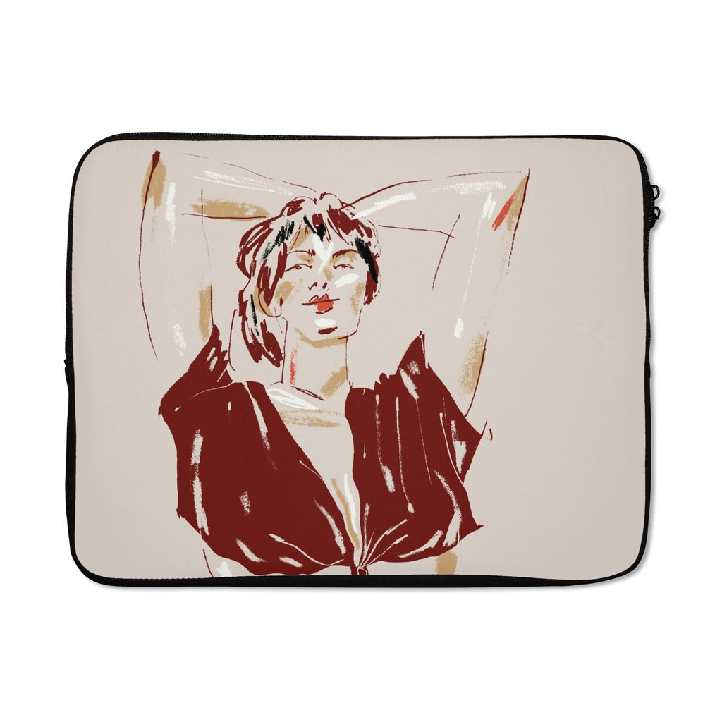 MuchoWow Laptop Hülle 15 Zoll Porträt - Frau - Rot - Abstrakt Laptoptasche - Laptoptasche - Sleeve - Rundum-Schutz