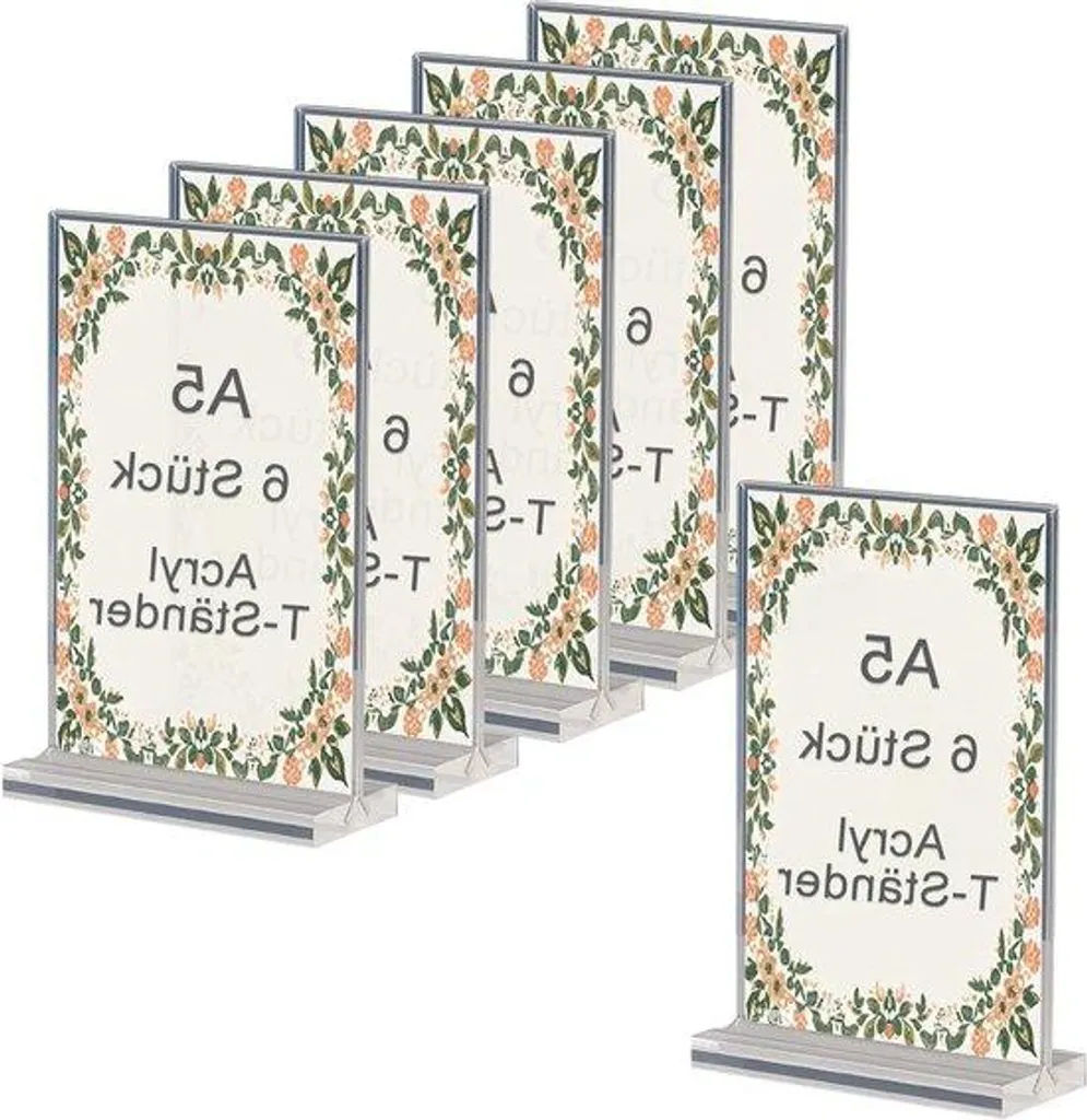 Porte-menu A5 en Plexiglas avec Support Bois pour Restaurant - 6 Pcs