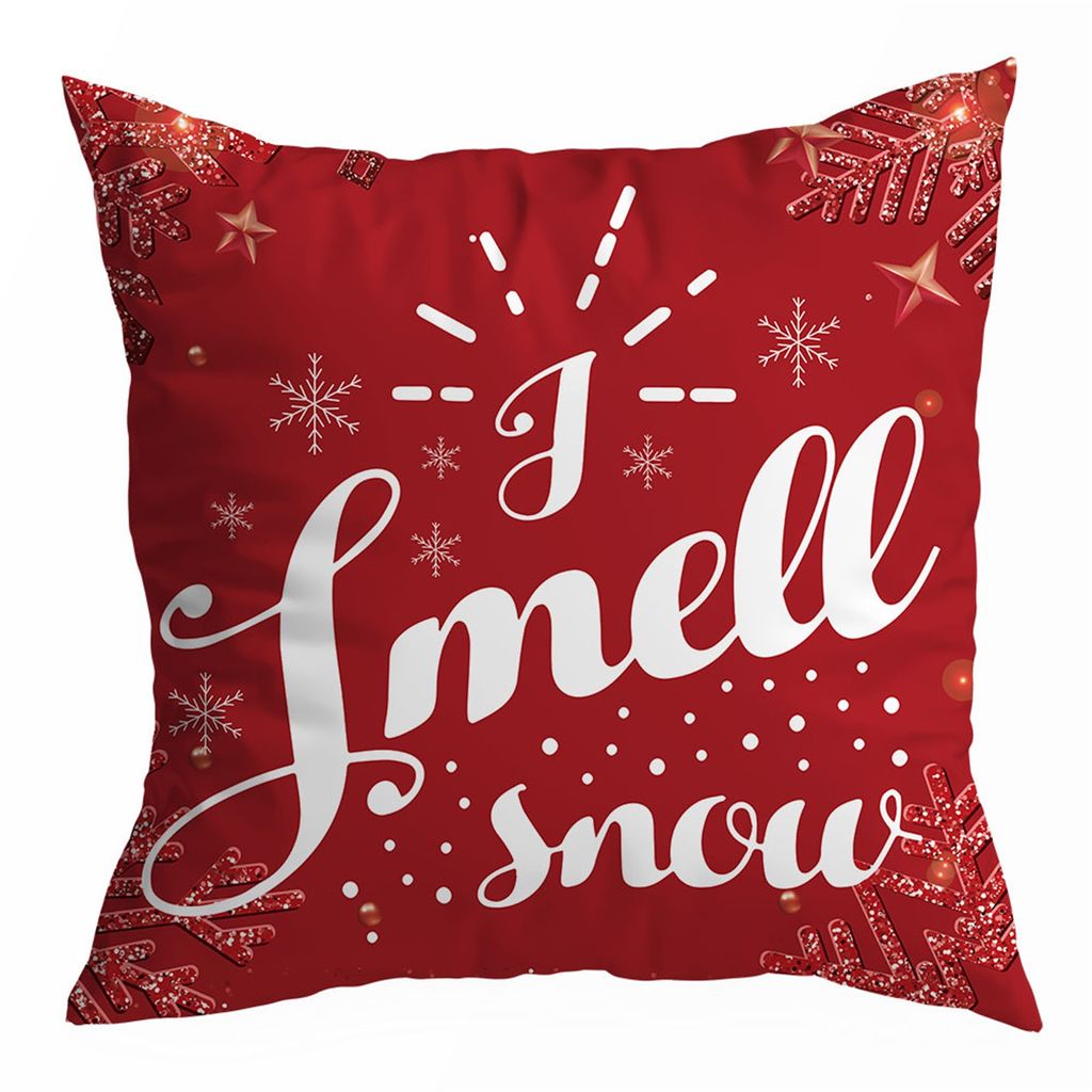 Weihnachten Kissenbezug weiches Weihnachtsthema Waschbar verstecktes Reißverschluss rote Buchstabe Druckwurf Kissen Cover Home Decor für Geschenke-M