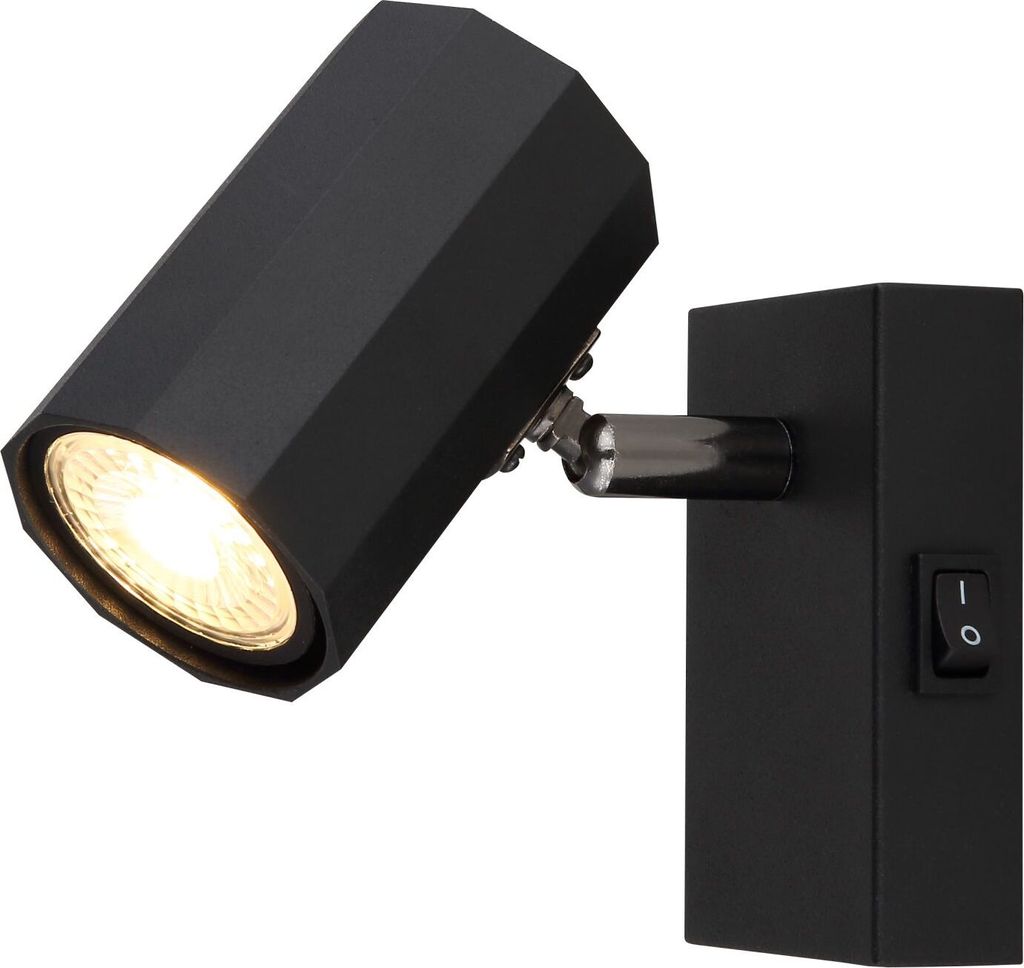 Wandleuchte Innen mit Schalter Wandlampe Wandstrahler schwarz Aluminium 57918-1B