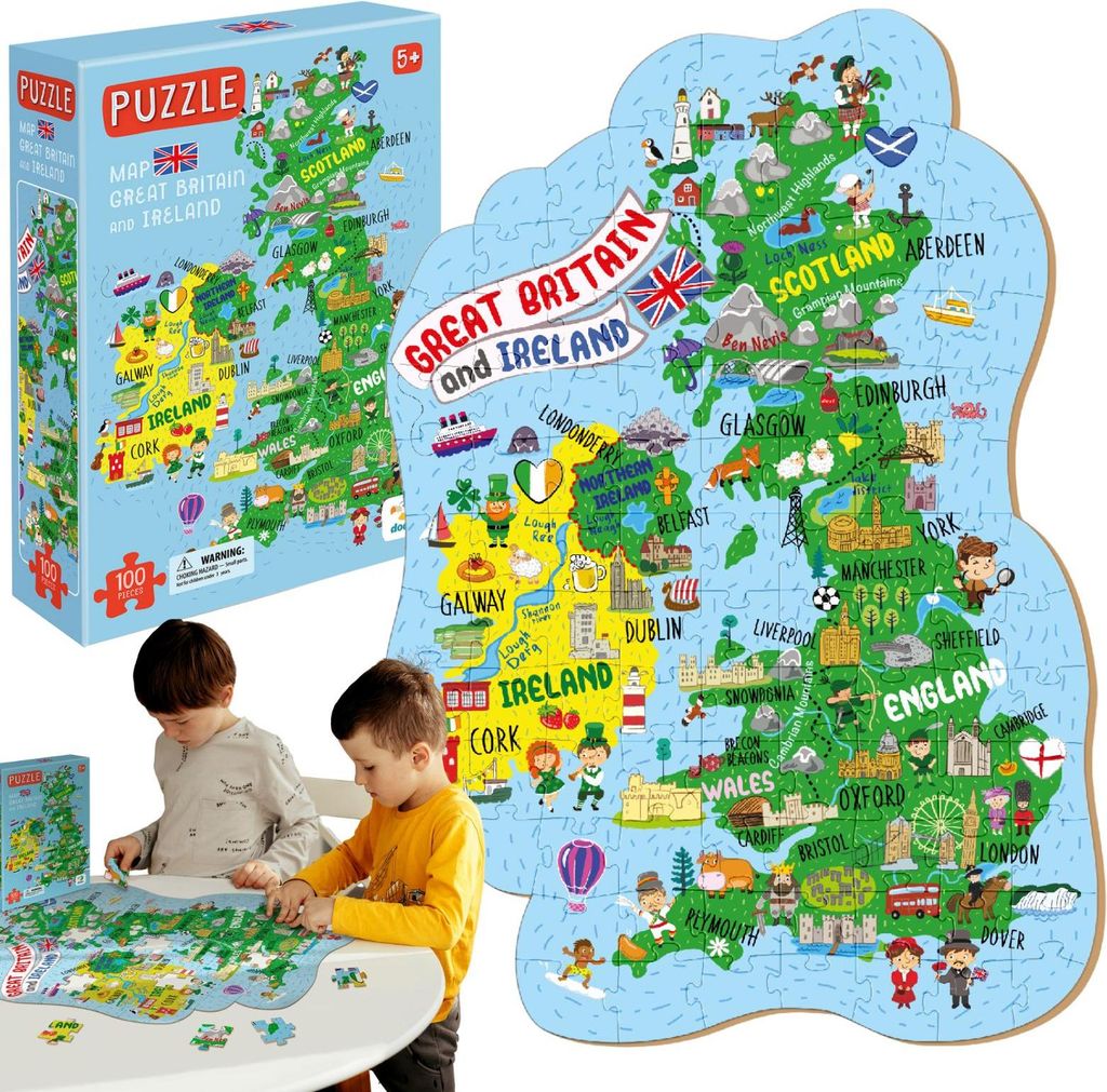 DODO Puzzle Mapa Velké Británie a Severního Irska 100 dílků Produktbild 