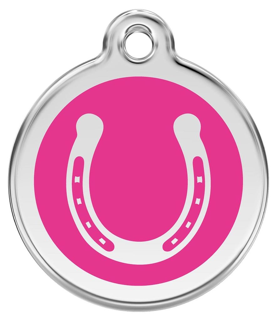 RedDingo Hundemarke mit individueller Gravur Hufeisen hot pink, Größe: L