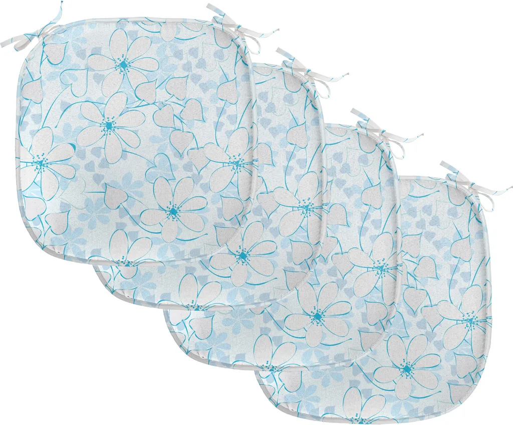 ABAKUHAUS Lot de 4 Galettes de Chaise Bleues à Motifs Abstraits 40x40 cm
