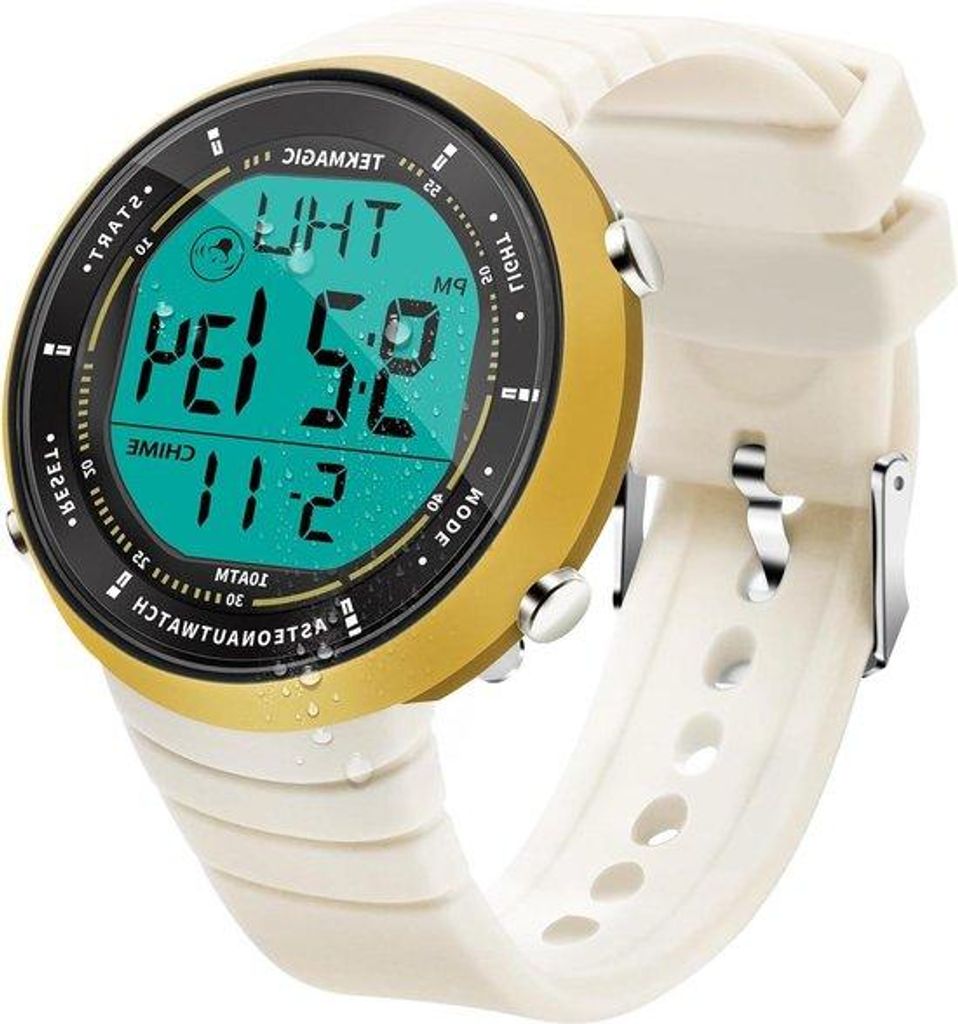 Silikon-Sport-Armbanduhr mit Tauchfähigkeit, 10 ATM wasserdicht, mit Wecker, Chronograph, Stoppuhr, Timer, Countdown und Dual-Time-Funktion, 12-24...