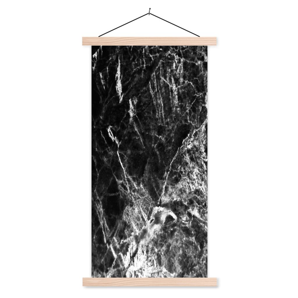 MuchoWow Textilposter Marmor - Stein - Luxus 60x120 cm mit holzfarbenen Rahmen - Holz