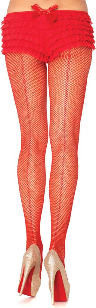 Netzstrumpfhose mit Naht in Rot