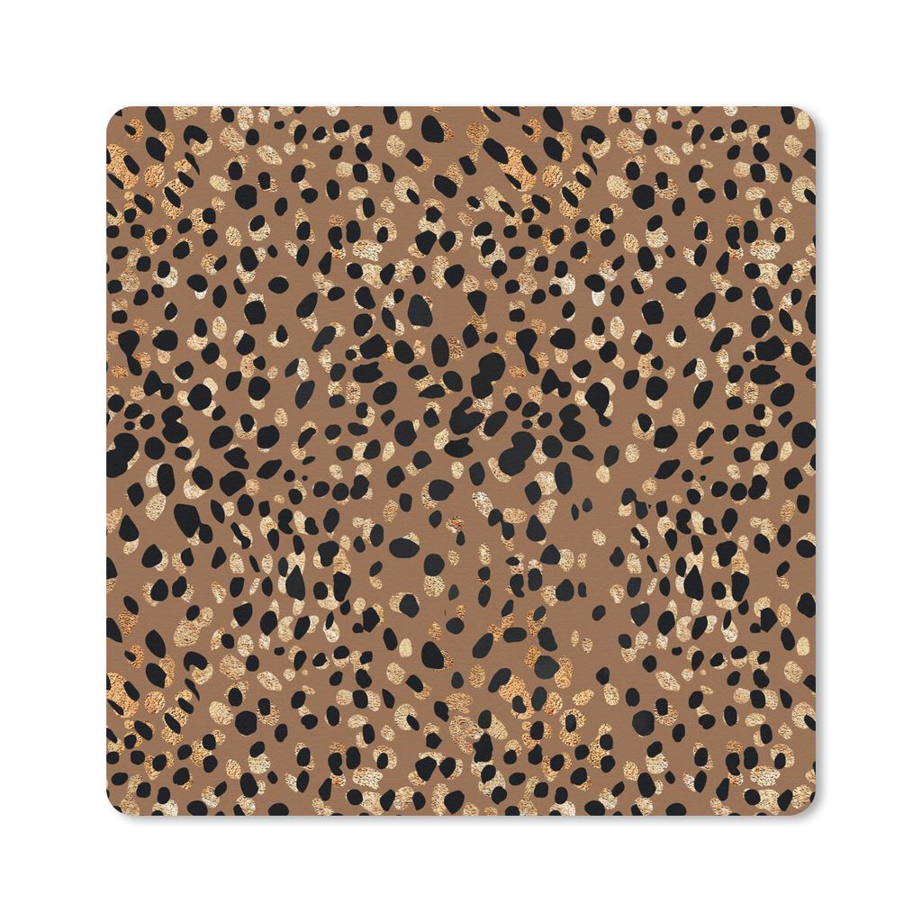 MuchoWow Mauspad Mousepad Leopard - Tiermuster - Gold 20x20 cm - Mousepads - Maus Mat - Pad - Mausunterlage - Desk Mat - Bureauartikeln