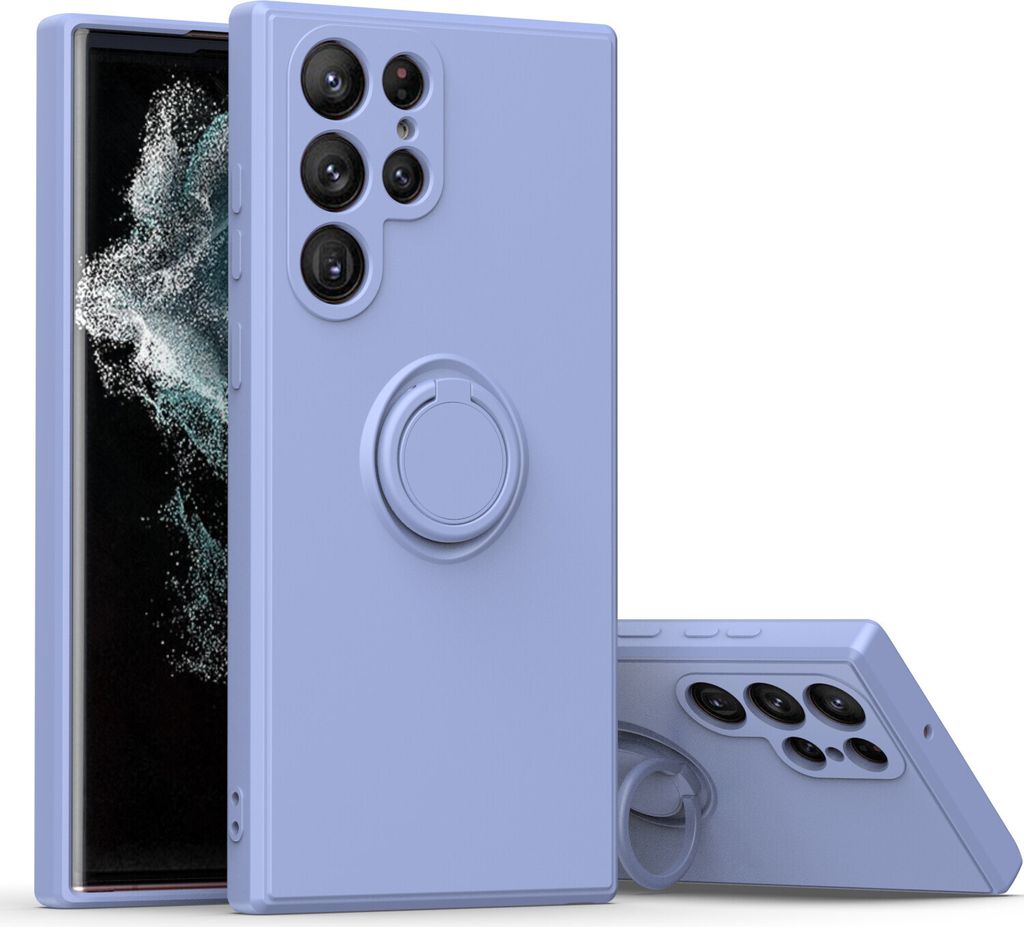 Samsung S22 Ultra Handyhülle, Ring Halter Ständer Kratzfeste Weiche Silikon schutzhülle für Samsung Galaxy S22 Ultra 5G Violett
