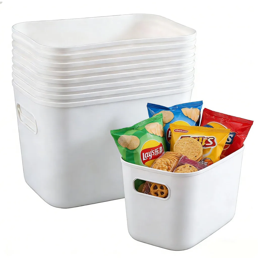 Lot de 10 Boîtes de Rangement Plastique Blanc - Organisateurs Cuisine