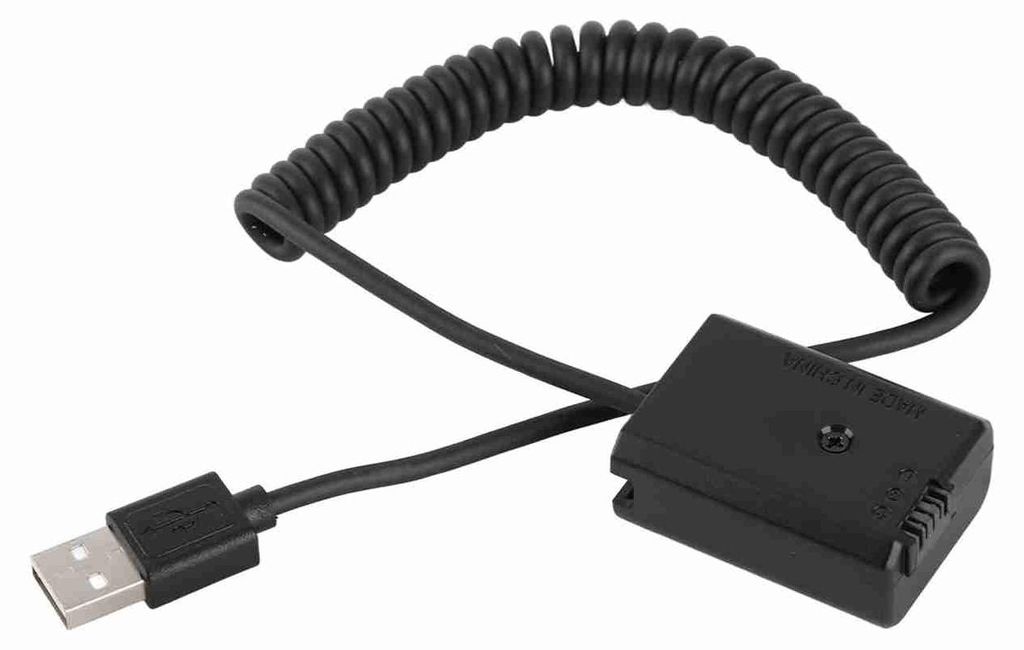 5V USB NP-FW50 Dummy-Akku-Koppler-Adapter mit flexiblem Federkabel, kompatibel mit Sony A7 A7II A7R A7S A7RII A7SII A6000 A5000 A3000 NEX5 NEX3 ILDC-K