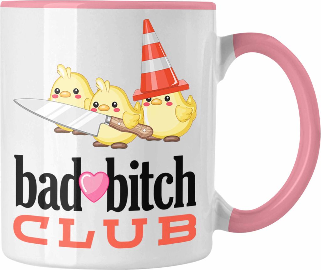 Trendation - Bad Bit** Club Tasse Geschenk Lustige Tasse für Frauen Jugendliche Meme Küken (Rosa)