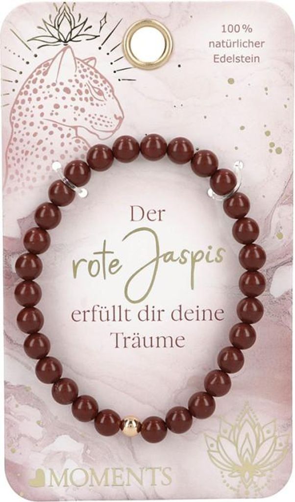 Moments Premium rote Jaspis Armband, 100% Natürlicher Edelstein, der rote Jaspis erfüllt dir deine Träume - Schmuck
