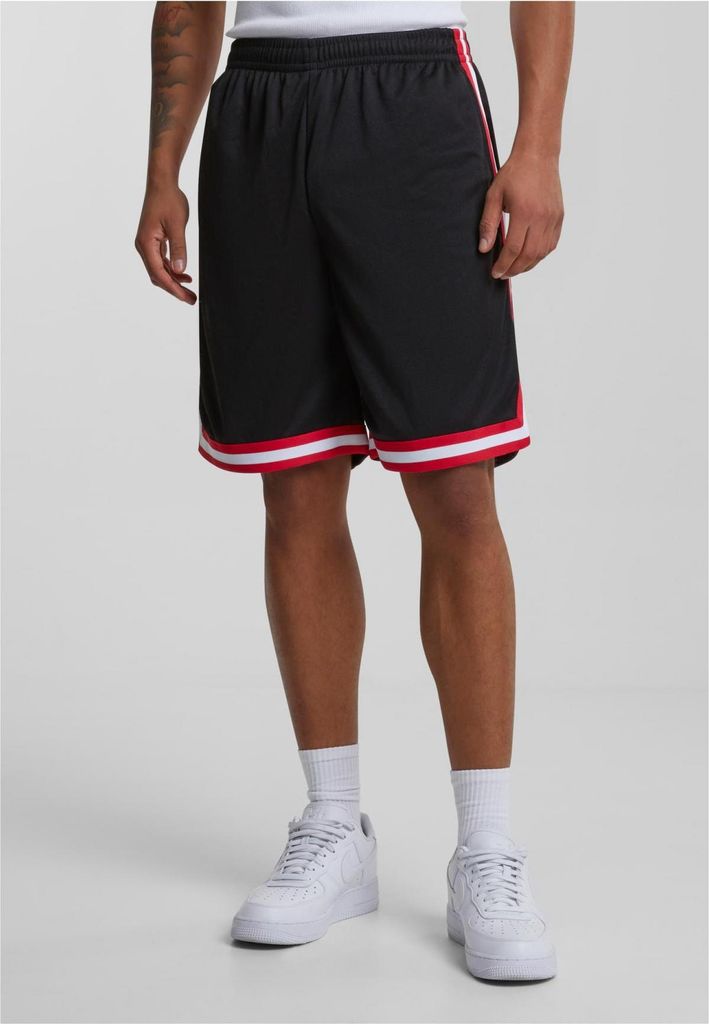 Urban Classics TB243 | Stripes Mesh Shorts S bis 3XL - Farbe: blkredwht - Größe: S