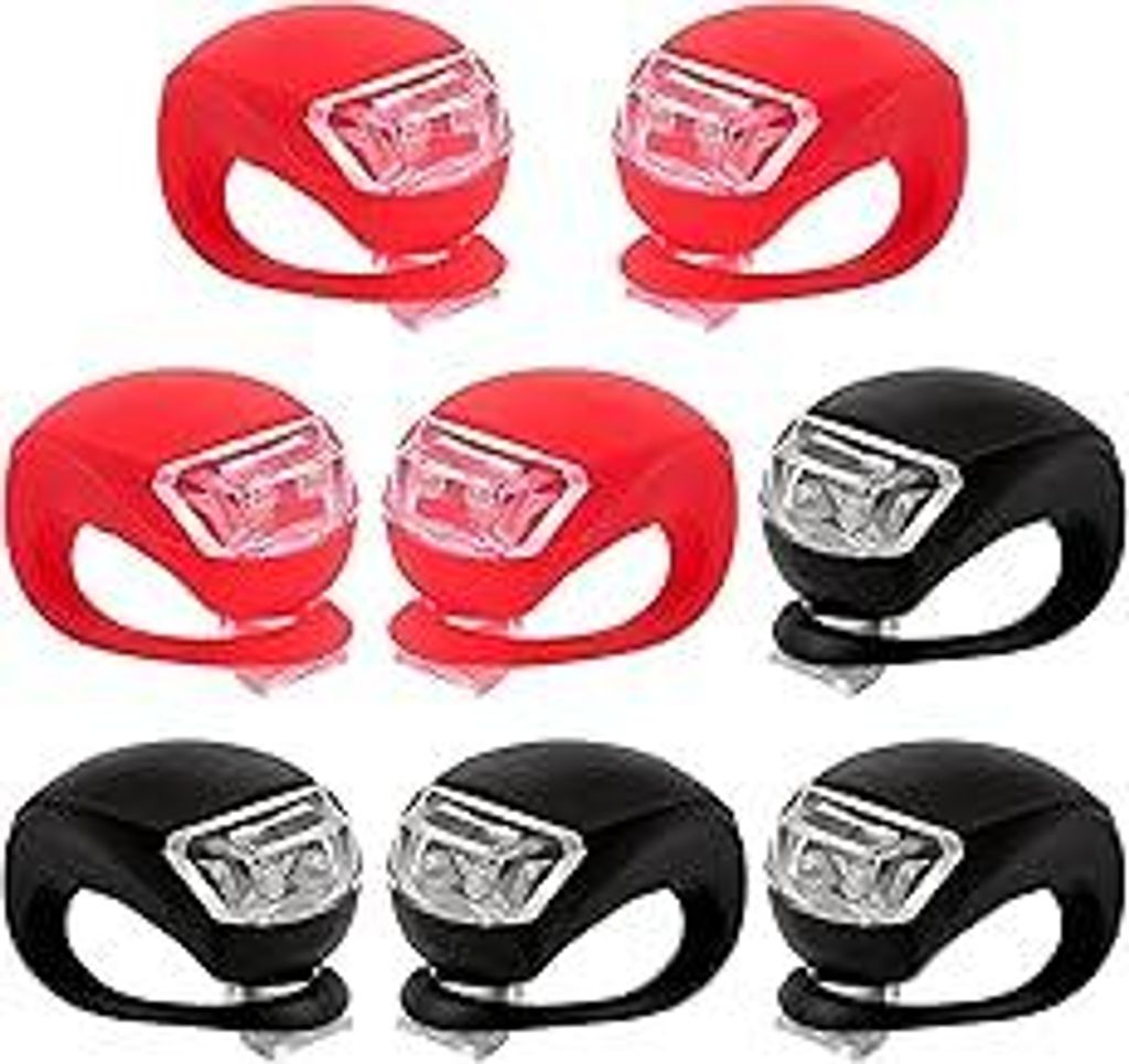 8 Stück Fahrradlicht LINISME Kinderwagen licht Silikon mit Batterie und 3 Leuchtfunktionen, Mehrzweck Wasserdichtes LED Warnlicht Roller Licht Led...