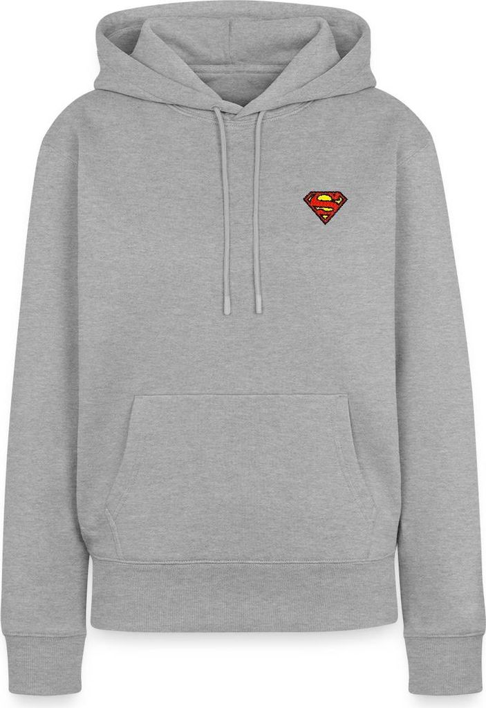 Spreadshirt Superman Original Logo S-Shield Stick Damen Premium Hoodie, XL, Grau meliert