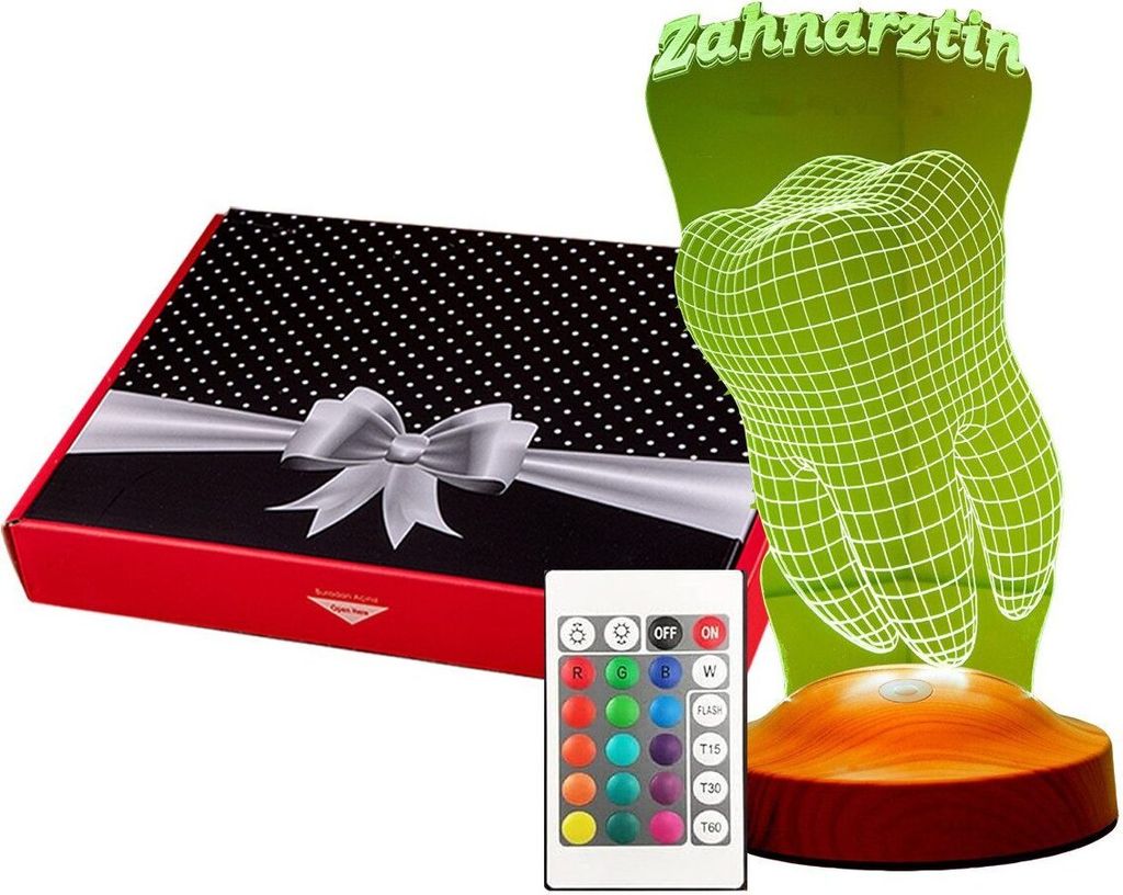 GESCHENKELAMPE 3D LED Nachttischlampe Dentist 3D Bürolicht Geschenk für Zahnärztin und Praxis