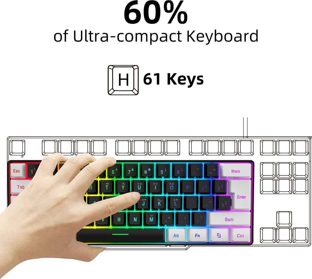 Ensemble Clavier Gamer 60% et Souris Optique RVB pour Setup de Bureau - 4