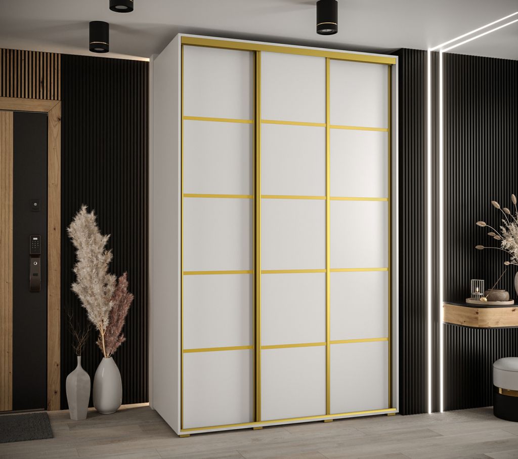 Kleiderschrank YVONA 4 – 160/60 cm, weiß/gold