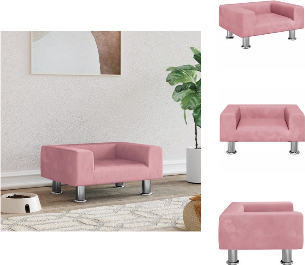 vidaXL Hundebett Rosa 50x40x26,5 cm Samt - Hundebetten