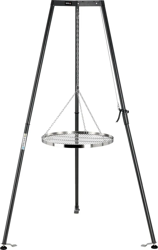 Grille suspendue 66 cm sur trépied inox pour cuisine conviviale en plein air