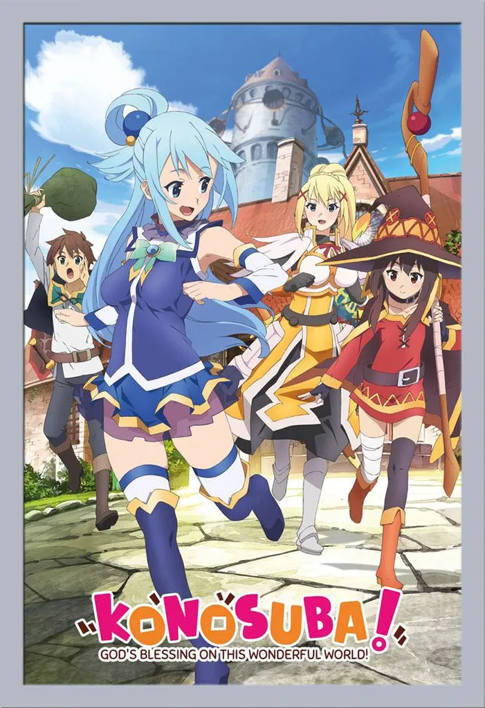 Konosuba Poster Key Art con Cornice Shinsuke Maxi Argento e Acrilico