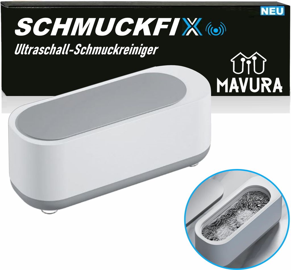 Product packaging and a close-up of the product in use.