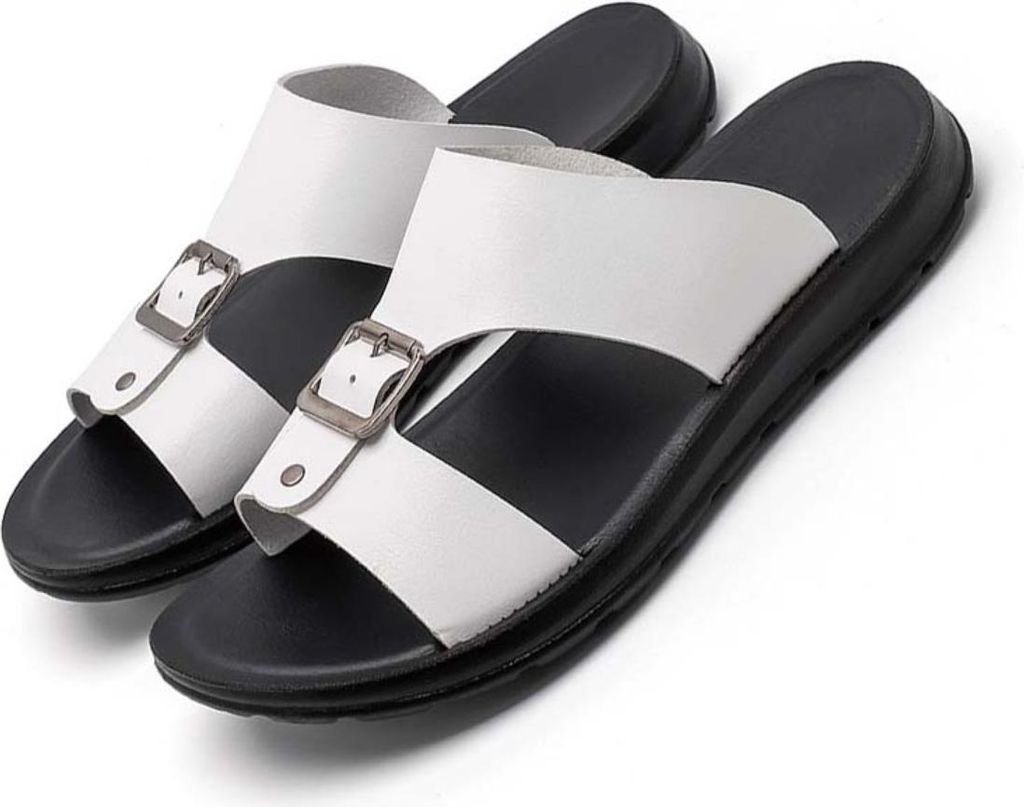 INF Herren Kunstleder Pantoletten Atmungsaktive Strandschuhe Mehrere Farben Weiß 43