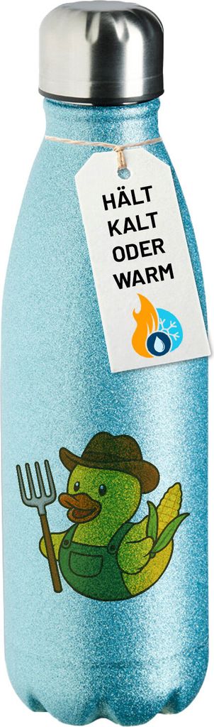 Huuraa Trinkflasche Quietscheente Landwirtschaft Comic Gummiente 500ml Blue Edelstahl Wasserflasche Trinkflasche Geschenkidee