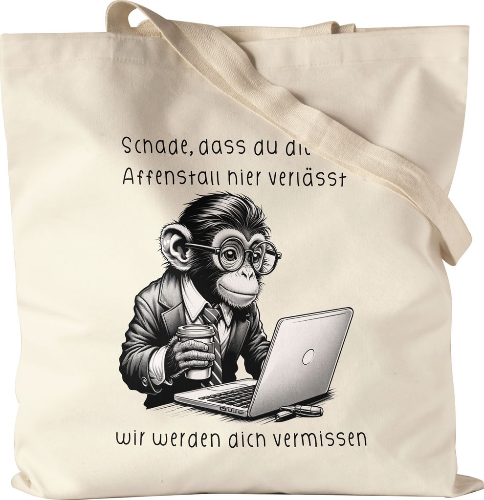 Schade dass du diesen Affenstall verlässt Affe am Laptop Jutebeutel - Abschied Büro