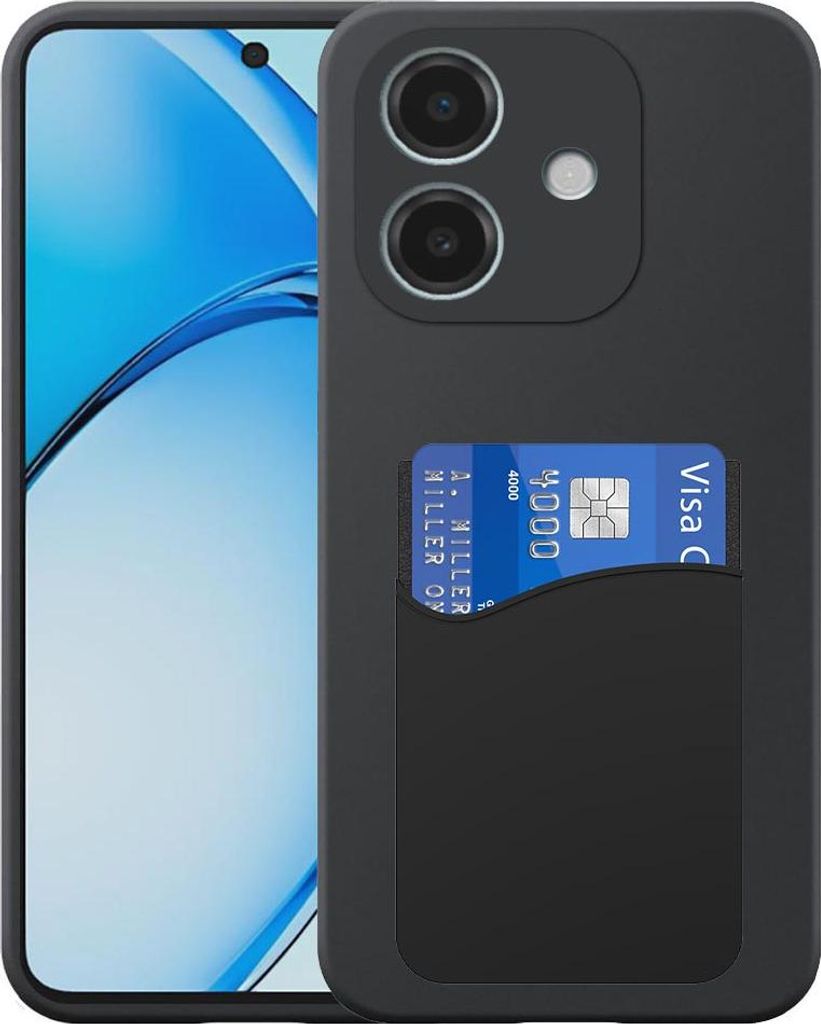 Geeignet für Oppo A3 / A3X / A60 5G Phone Case mit Silikon-Kartenhalter - Flexible Back Cover Case Silikon TPU mit Silikon Cardslot - Schwarz - Sm...