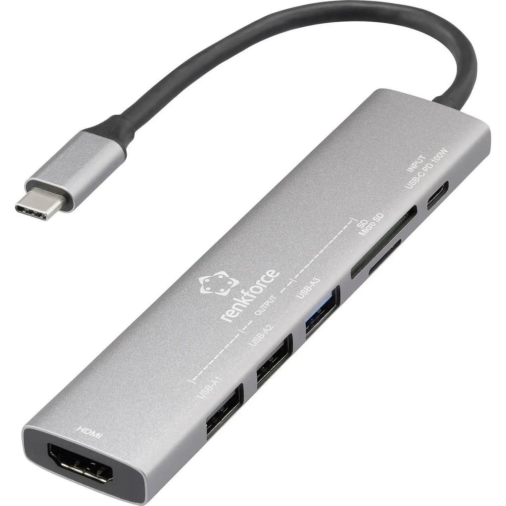 Renkforce Usb C Dockingstation Hub Universal Kartenleser Grau Hdmi Laptop