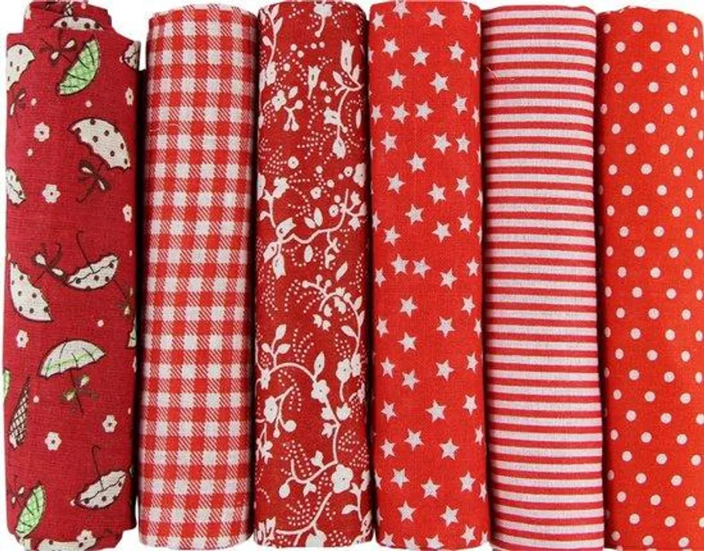 Tissus Patchwork Rouge sans Effilochage - Set 6 Pièces 50x50 cm Coton