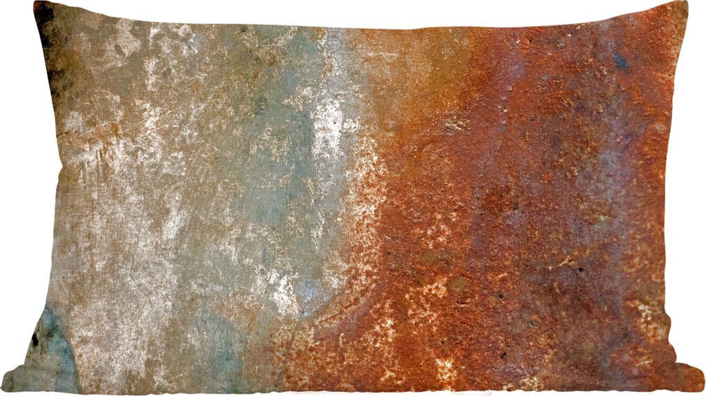 MuchoWow Zierkissen Sofakissen Wohnzimmer Dekokissen 50x30 cm Stahl - Rost - Alt - Orange - Grau - Muster - Abstrakt - Wohnzimmerdekoration - Pol...