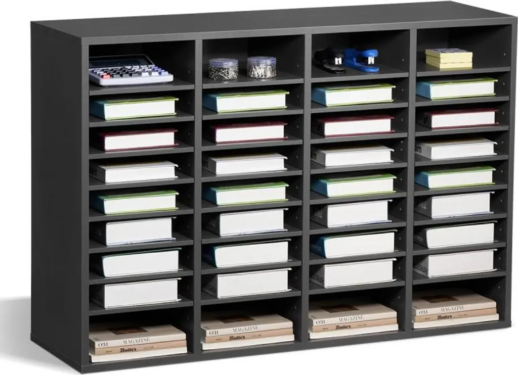 Organiseur littéraire porte-lettres 36 cases en bois gris modulable