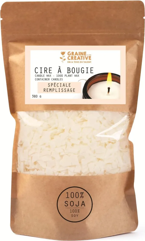 Cire soja 380g remplissage haute performance pour bougies sans fumée