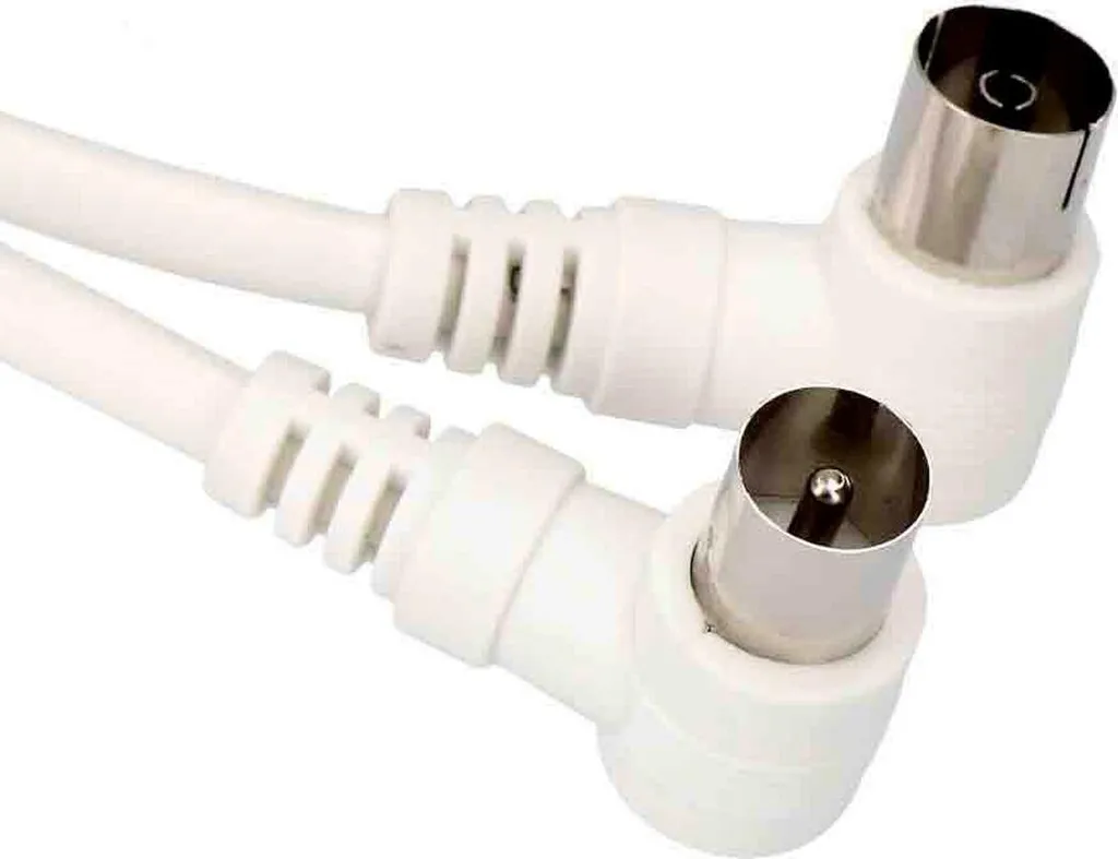Set Cavo Coassiale 10M EDM Bianco | Connettore TV 90° Salvaspazio