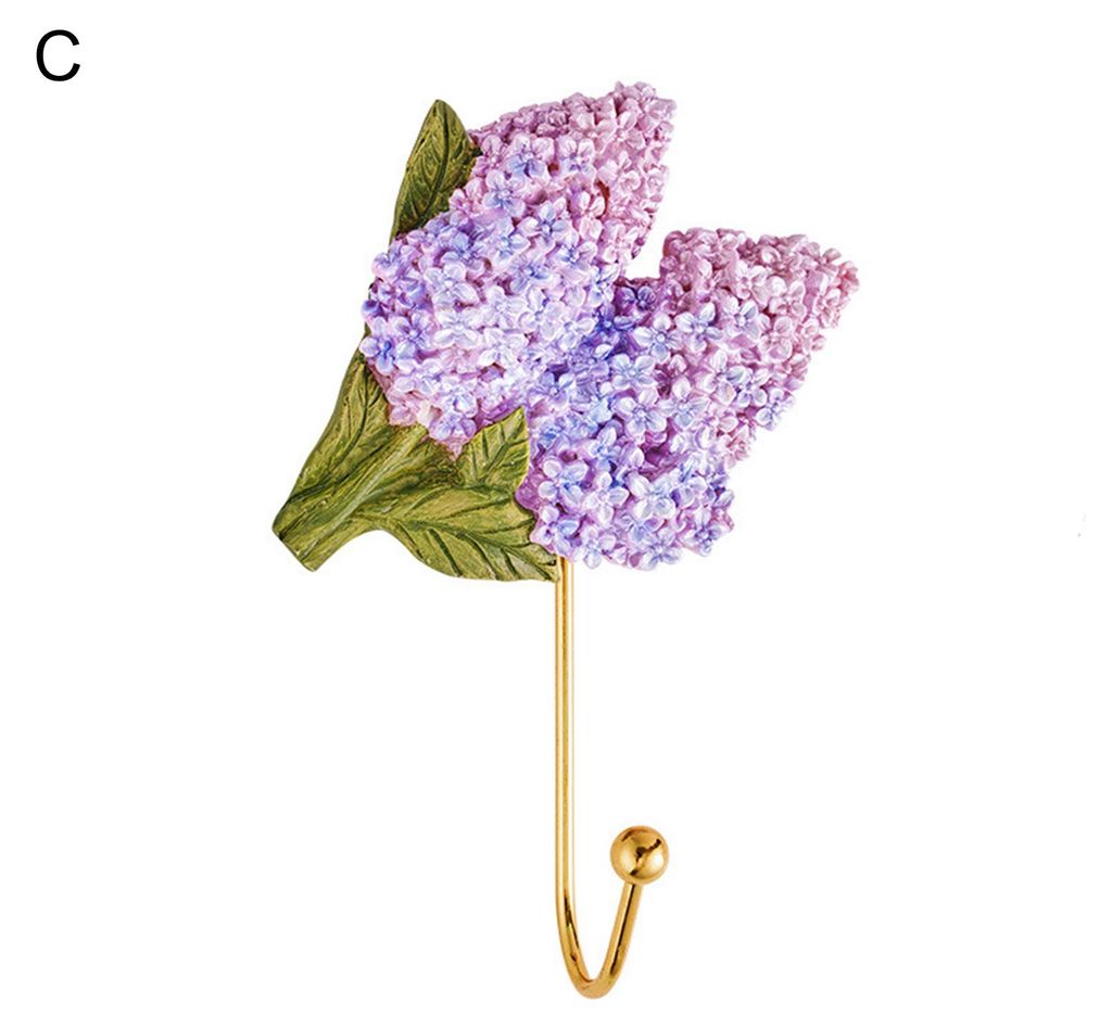 Kleiderhaken zur Wandmontage, rutschfest, aus Kunstharz, kreatives Rosenblüten-Design, Schlüsselhaken für Flur C