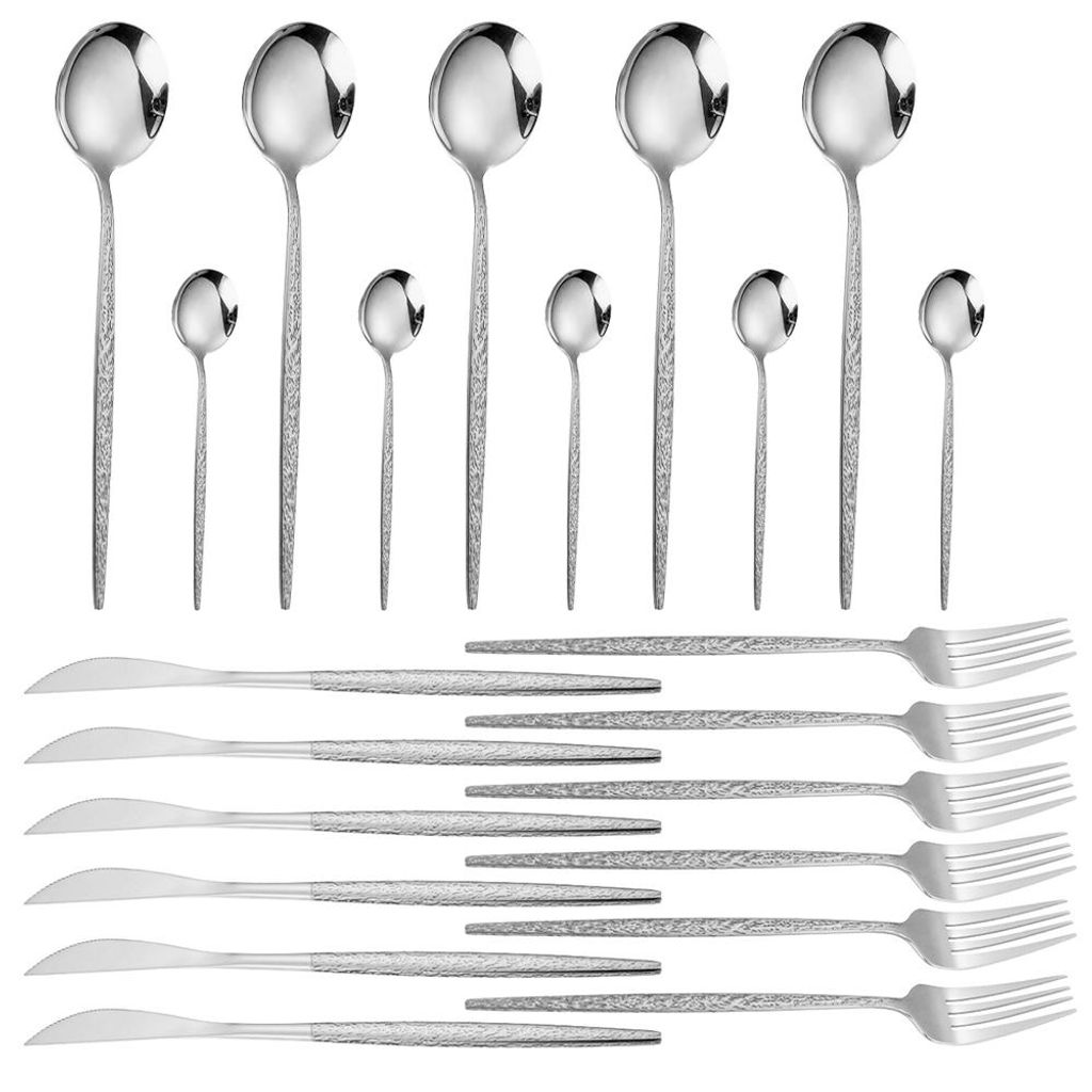 24 Stück Silberbesteck Set für 4 Edelstahl Besteck Set Produktbild 