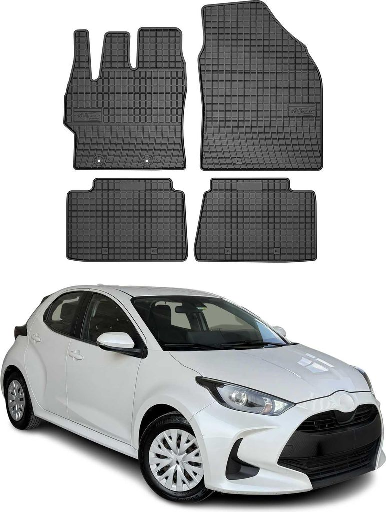 2020-2025 Toyota Yaris Fußmatten Gummi Schwarz 4 tlg Produktbild 