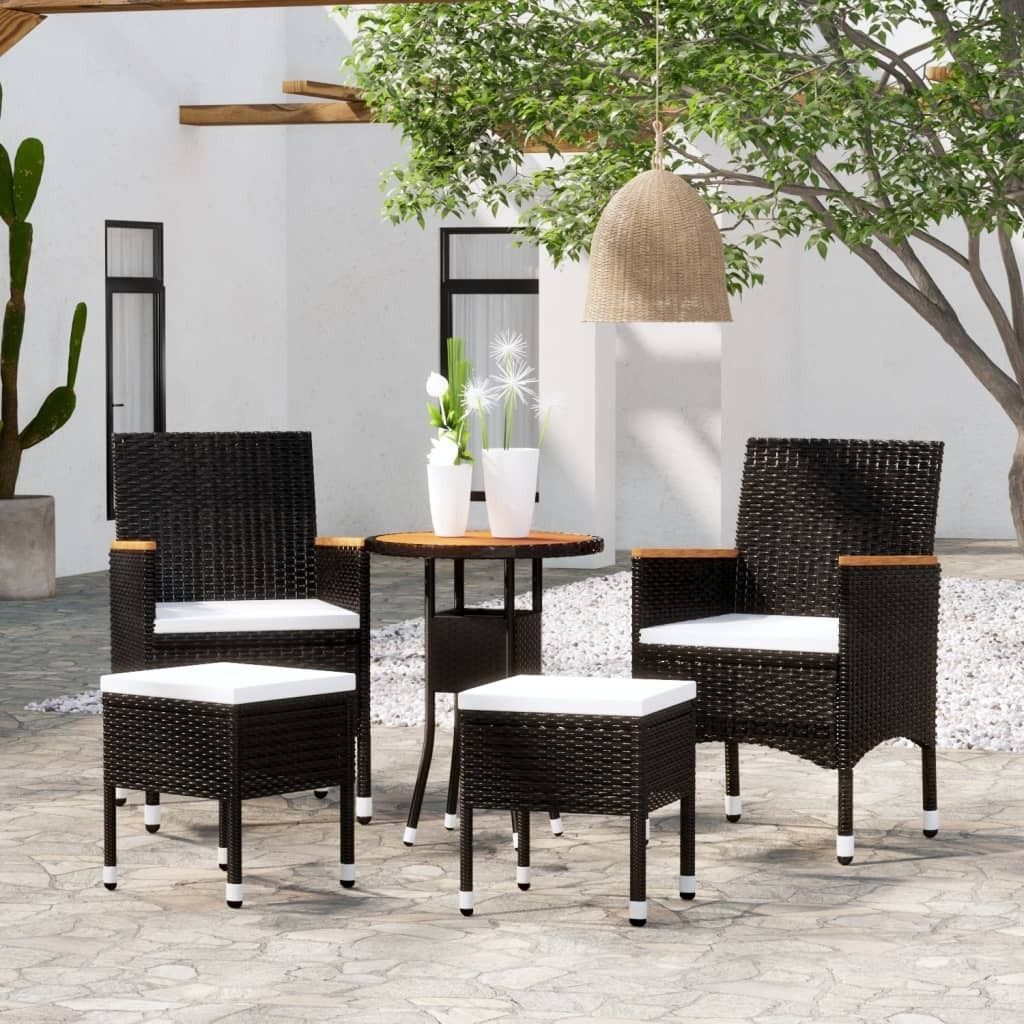 "2026 Promotion" 5-tlg. Garten-Lounge-Set - Sitzgruppe - Poly Rattan Schwarz - Gartenmöbelset CC3416