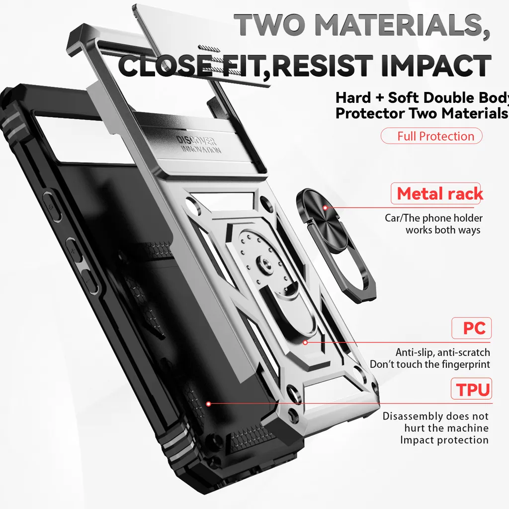Custodia Rugged Pixel 8A Argento: Doppio Strato e Slider Camera Manuale - 4