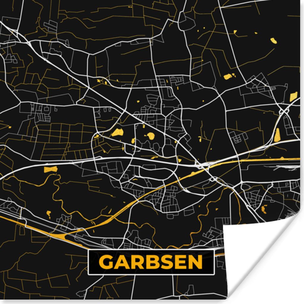MuchoWow Poster Stadtplan - Karte - Garbsen - Gold - Deutschland - Karte 30x30 cm - Wandposter - Printing
